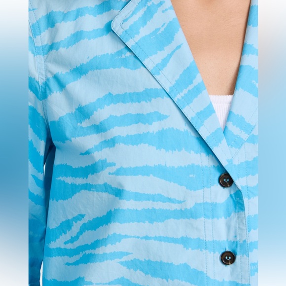 GANNI short set, Blue Zebra Print Shirt and Shorts Set - Picture 5 of 9